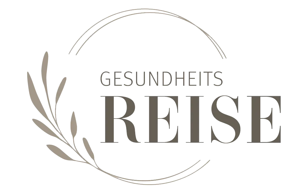 Gesundheitsreise-Logo-Schriftzug mit Zweig